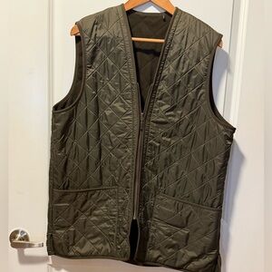 Barbour Vest Mens L Green Quilted Sleeveless Padded Full Zip Lightweight Casual
